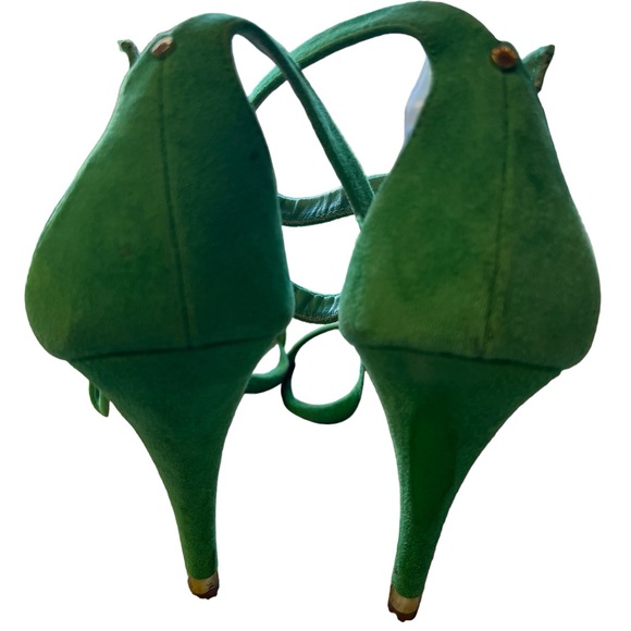 Ted Baker, London Green & Gold Julienne heels in size 39. Suede with ankle strap - Picture 3 of 7